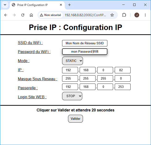 Configuration IP Caméra LilyGO