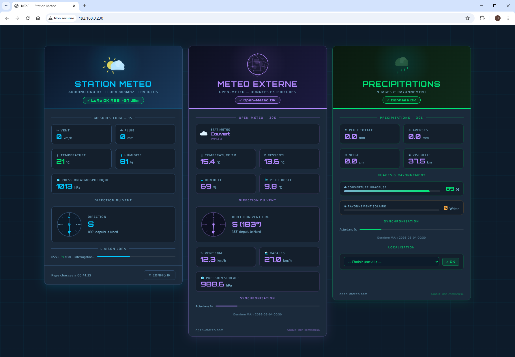 Station Météo — Page WEB